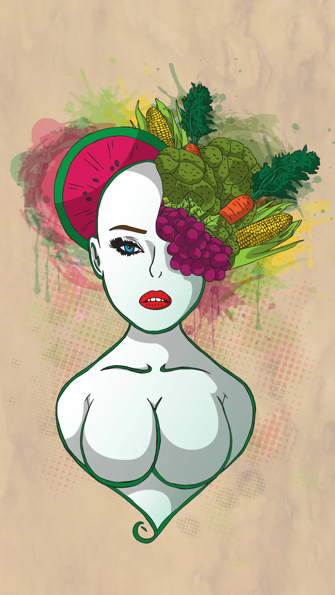 Lady in Veg HD Phone Wallpaper