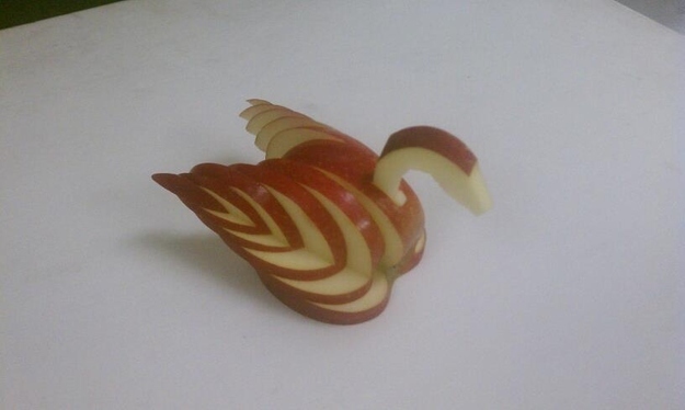 Make an origami apple swan