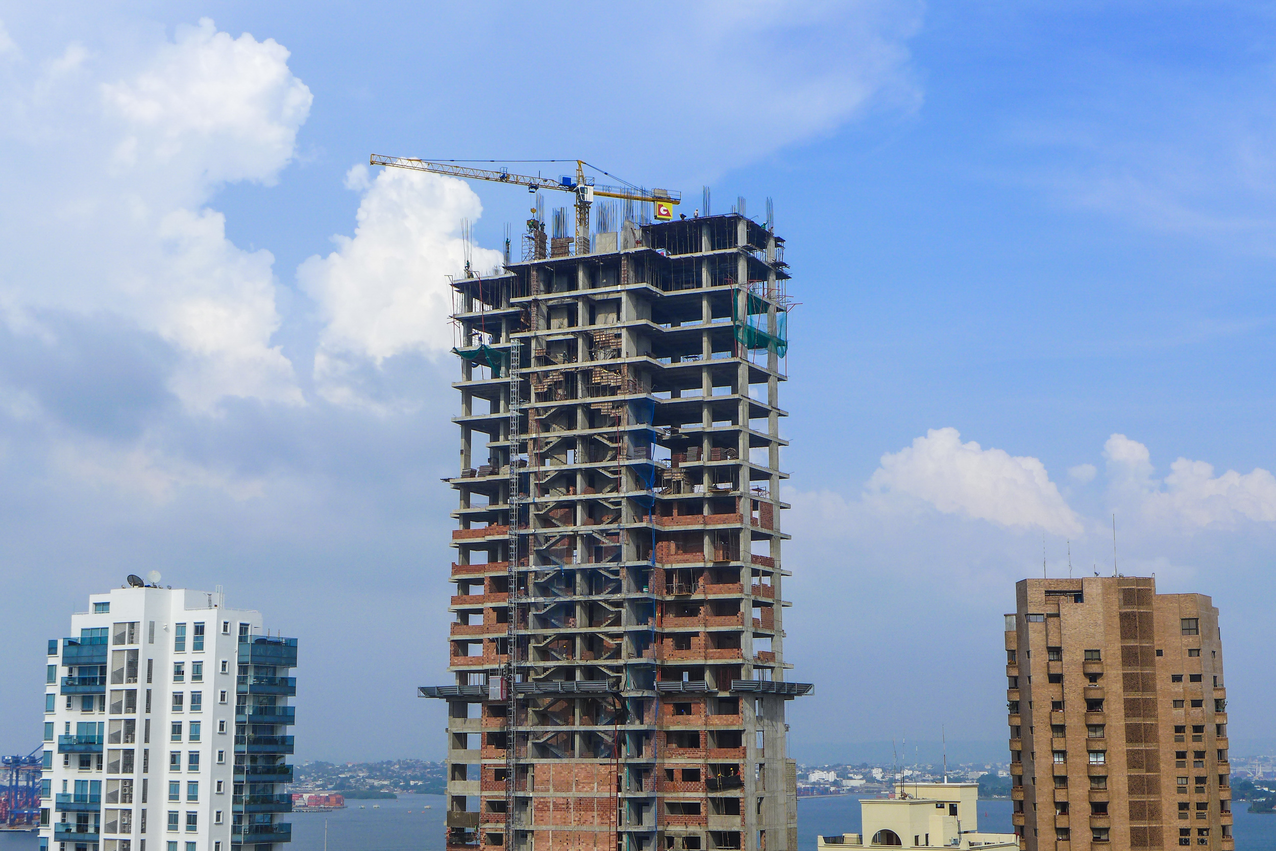 One of these "skeleton" buildings that will eventually overlook the bay.