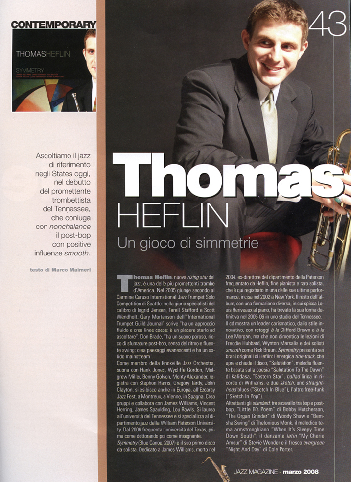 Feature article on Jazz Magazine (Italy)