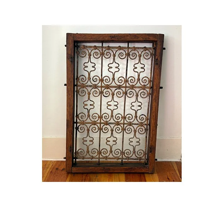 Vintage Berber Wooden and Wrought Iron Window