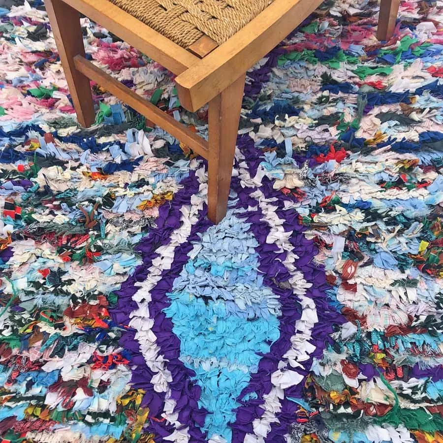 Tapis Berbère Boucherouite Marocain – Fait Main – Multicolore – 186x105 Cm