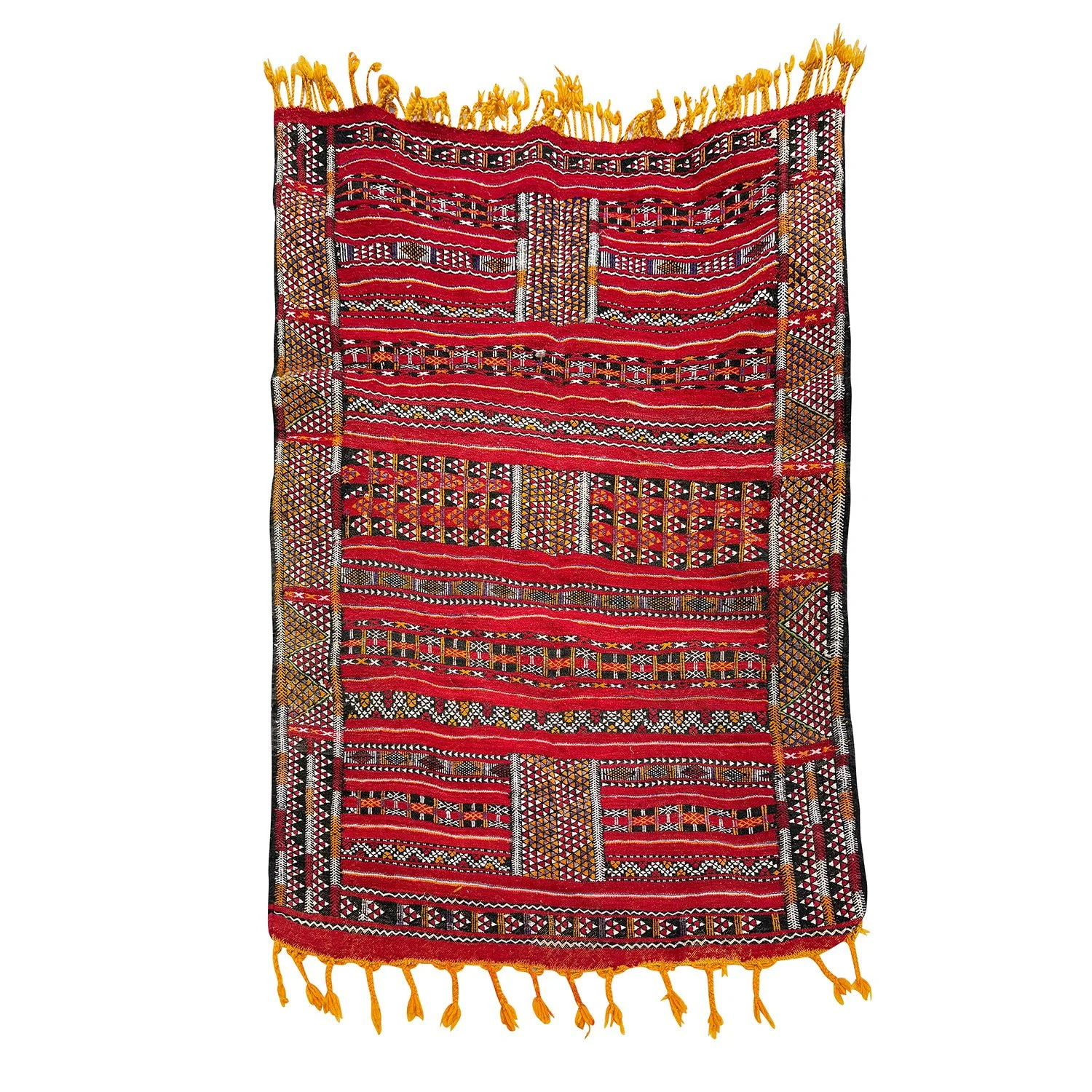 Contemporary Moroccan Kilim in Red and Orange