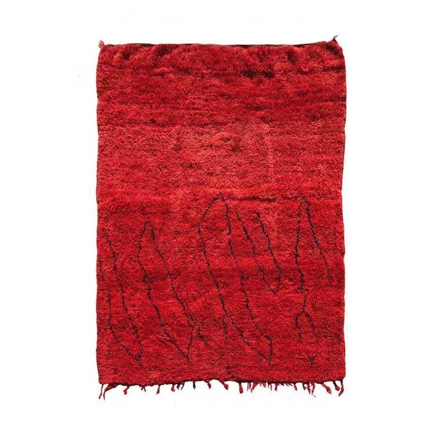 Vintage Moroccan Zaiane Berber Carpet in Red