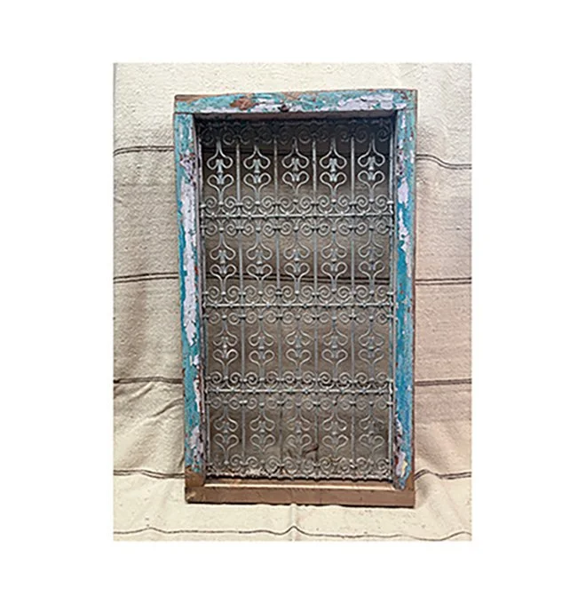 Vintage Berber Wooden and Wrought Iron Window