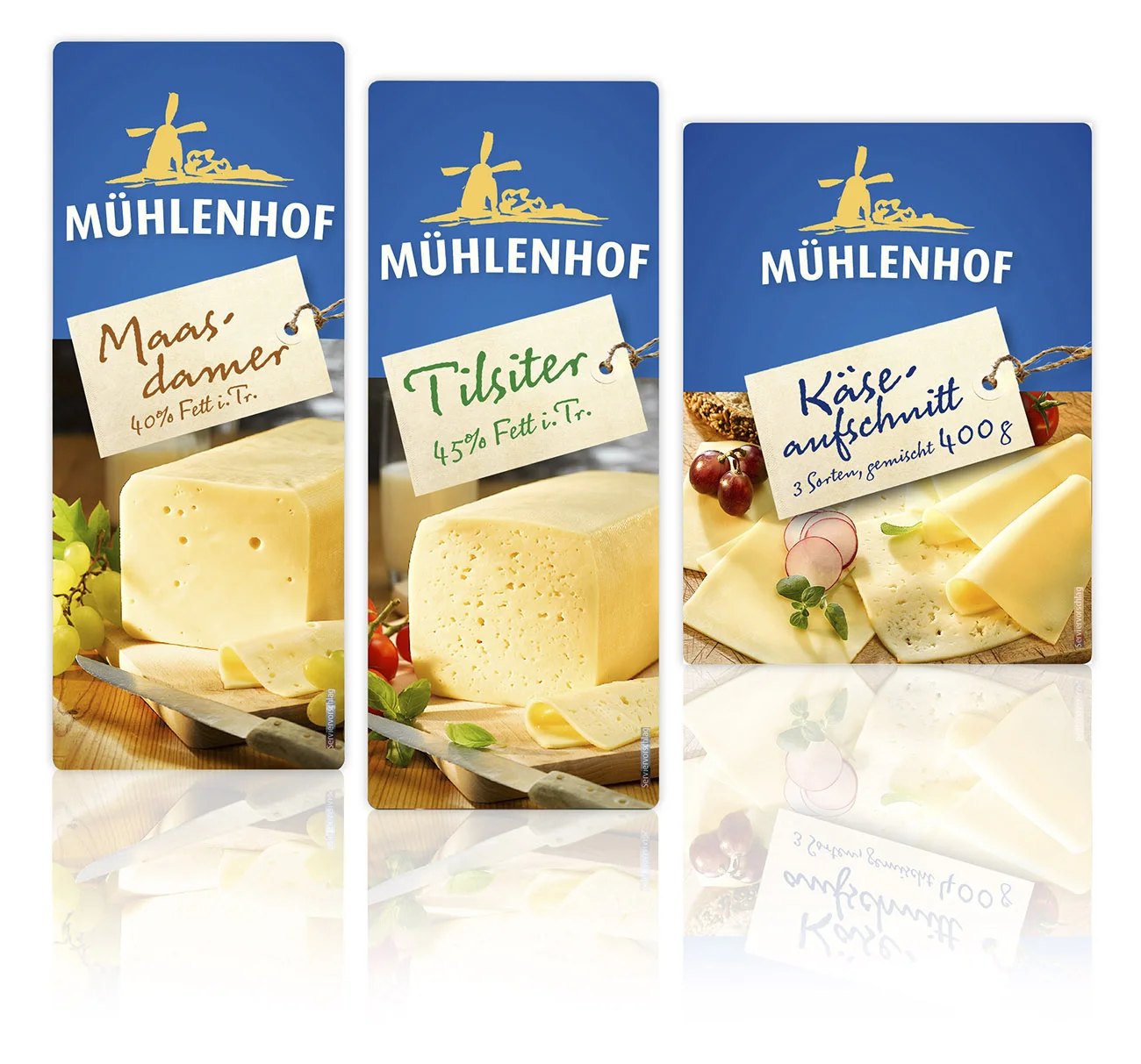 Mühlenhof Maasdamer, Tilsiter, Käseaufschnitt