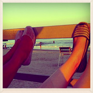 Hanging out on the boardwalk, watching the sunset