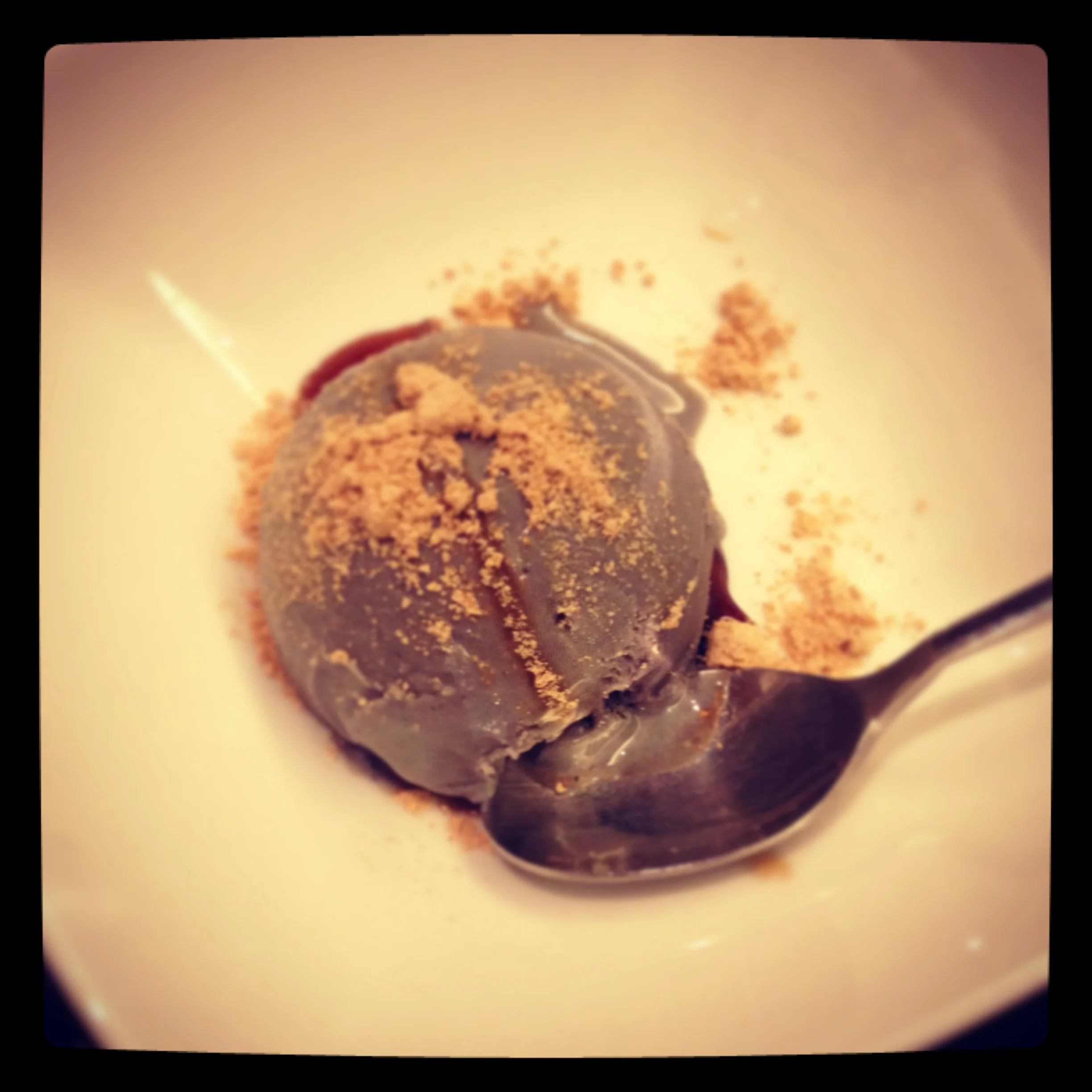 Delicious sesame ice cream, crafted from sesame seeds and the tears of defeat and shattered dreams.