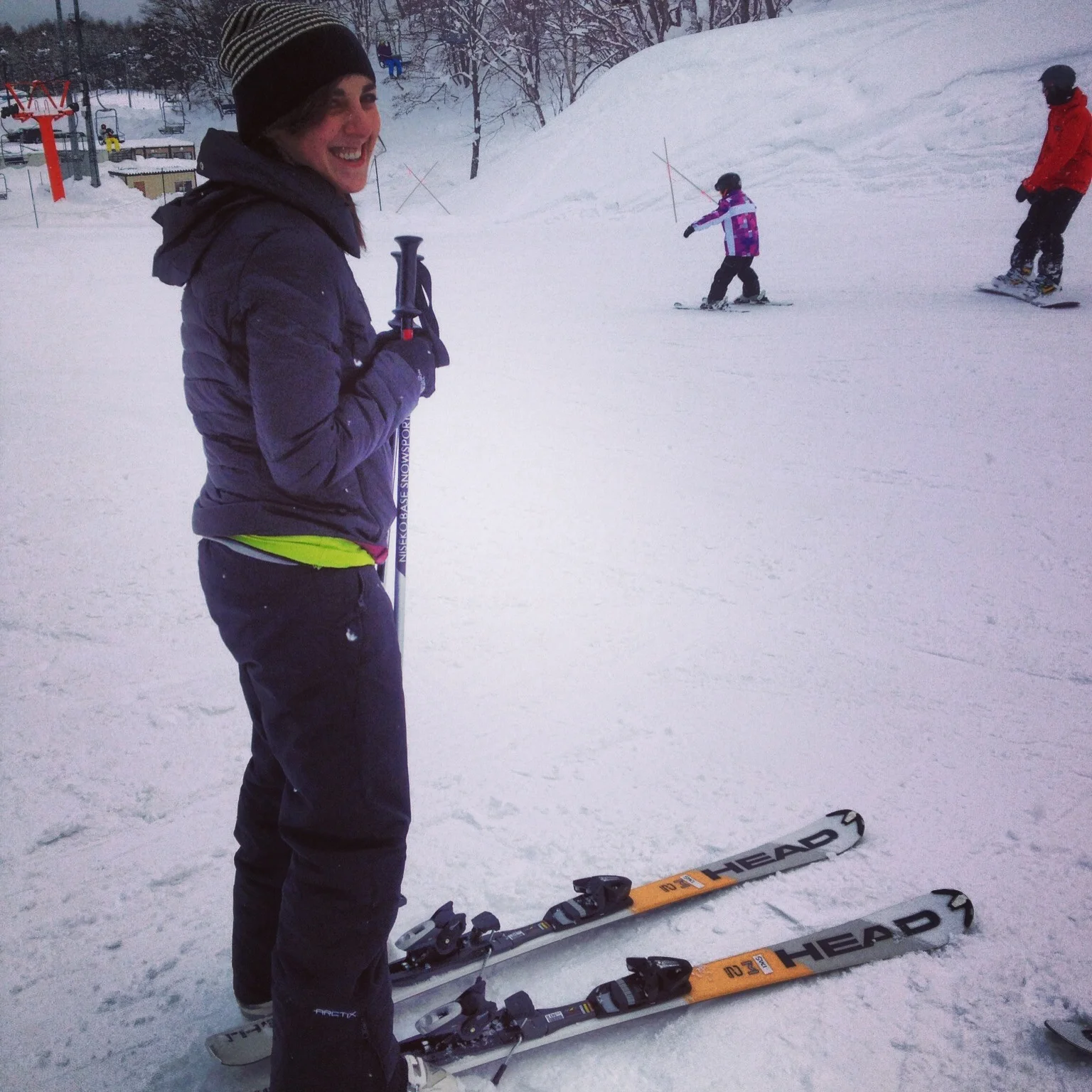 No need to talk about the fact that my boots aren't actually hooked into the skis.