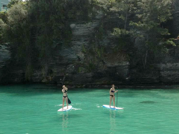 Casually paddle boarding with Steph in Bermuda, NBD.