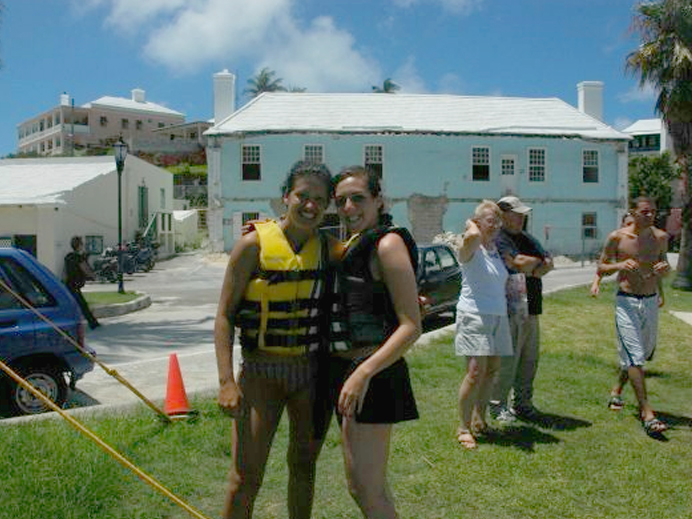 Rhi and I post-jetski adventure in Bermuda.