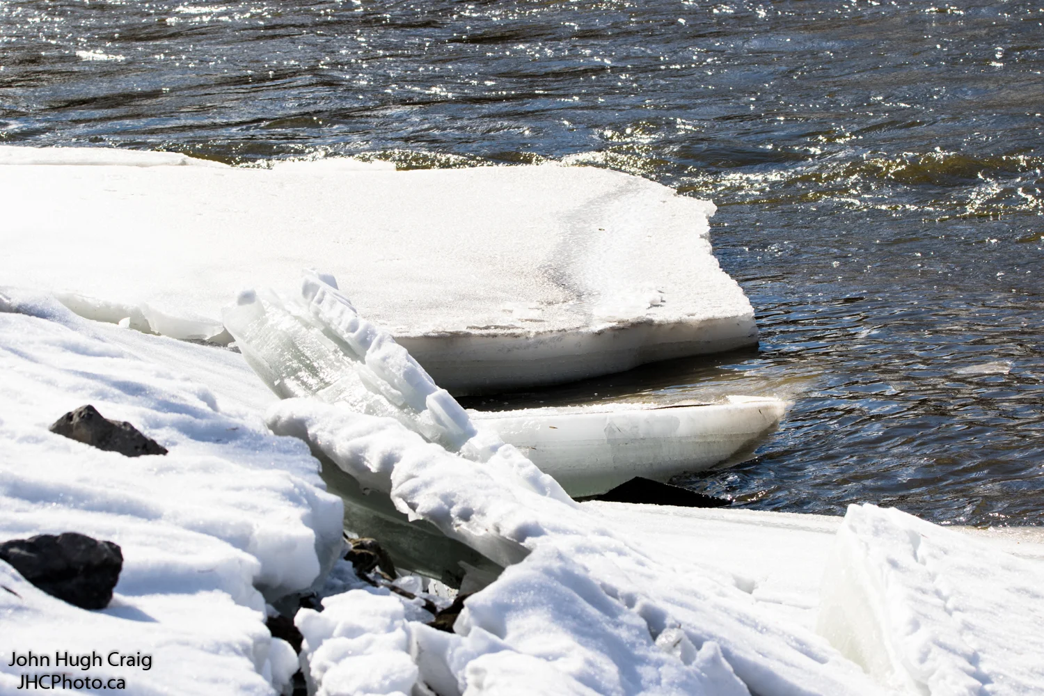 Ice Breaking up on River