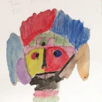 A literal interpretation: A Hamilton Grange Student drew a symbolic portrait Christopher, the protagonist of The Curious Incident of the Dog in the Night-Time, as half-human, half robot, to express the literal-mindedness of a character. 