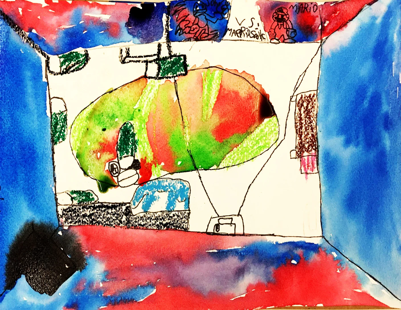 Matthew's oil pastel resist painting