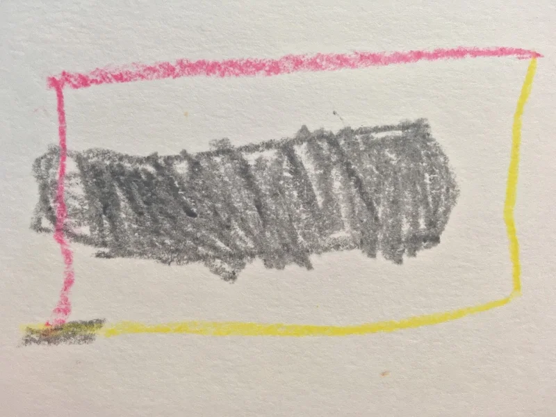 Christopher's second drawing after Jackie suggested he separate the colors and give them shapes