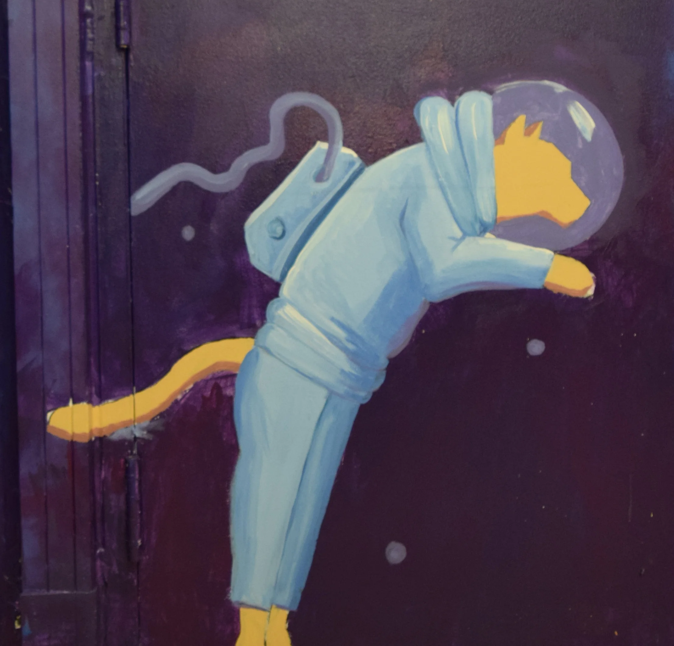 A cougar, the school Mascot, explores the infinite possibilities of space.