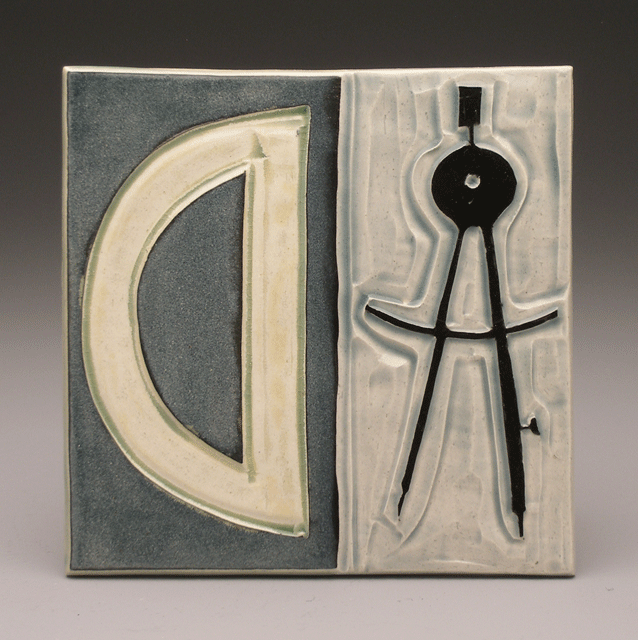   compass &amp; protractor , 6 x 6 tile 