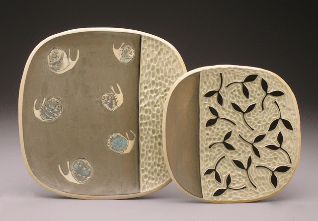 sprouts and snails , square plates, 6 x 6 and 9 x 9 x 1