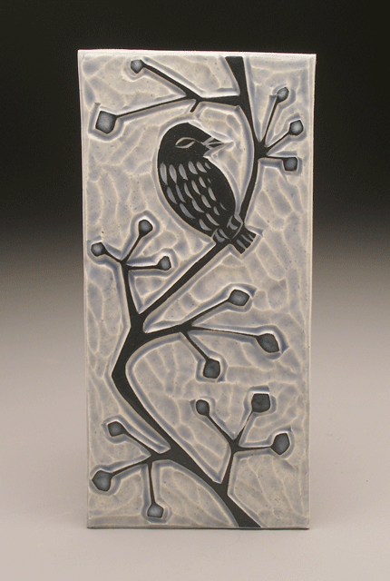   bird on berry vine , 4x8 tile 