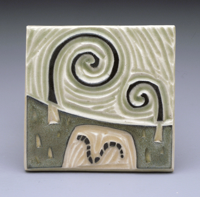   fiddleheads + worm , 3x3 tile 