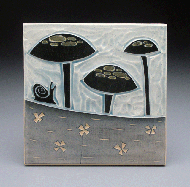   snail + mushrooms , 6x6 tile 