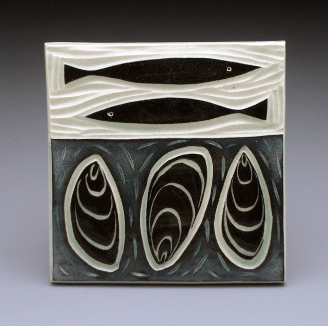   fish + mussels , 3x3 tile 