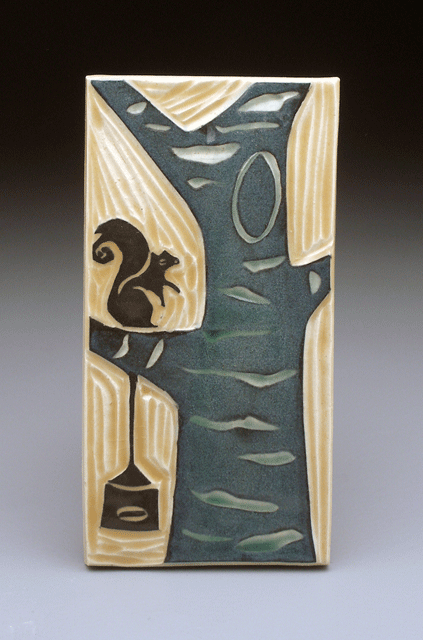   squirrel in a tree , 3x6 tile 
