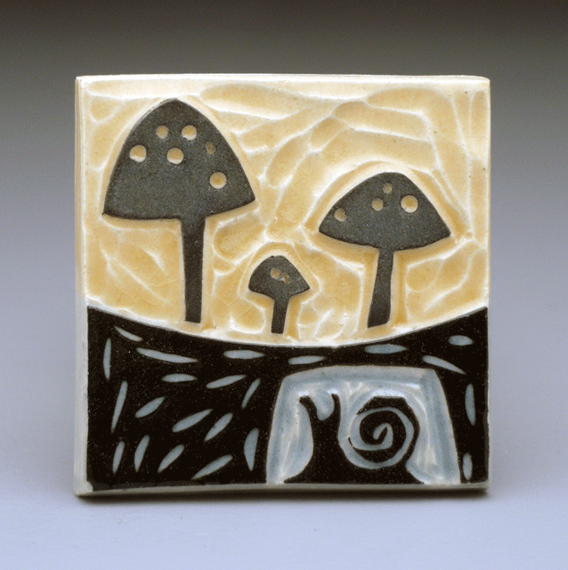   snail + mushrooms , 3x3 tile 