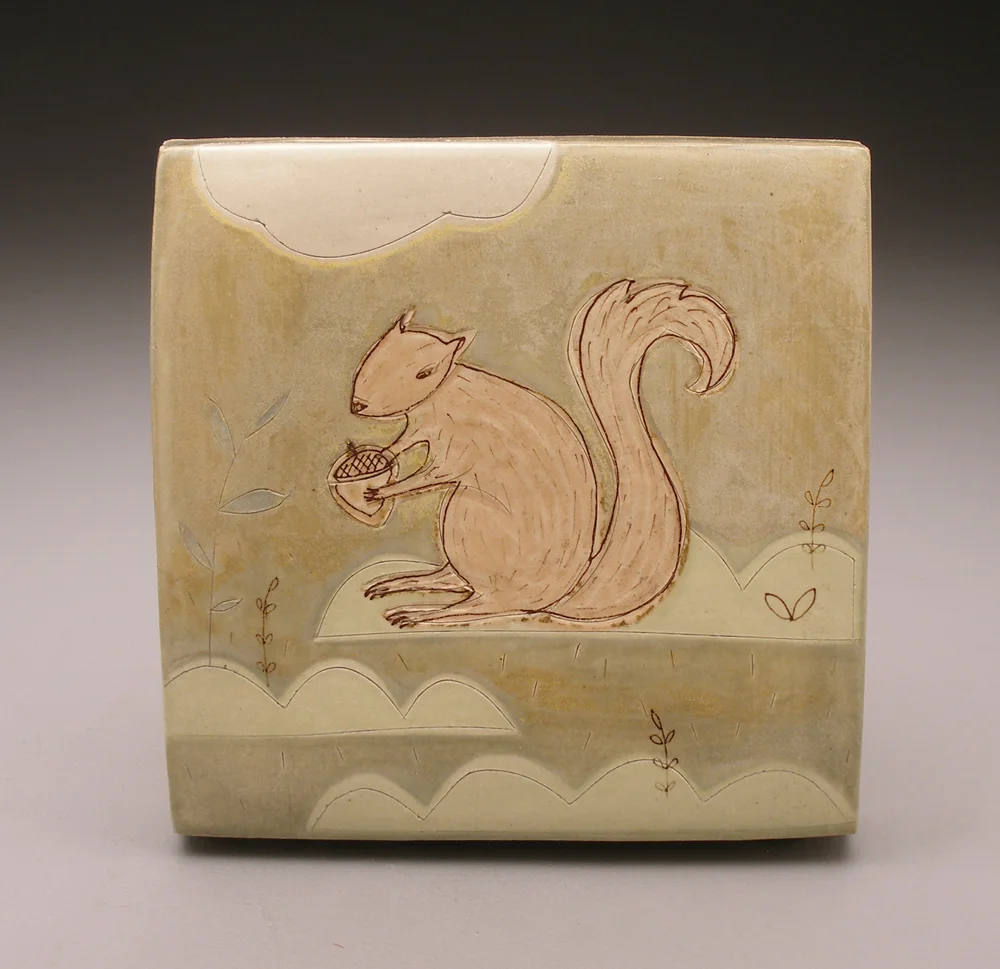   squirrel seasons,  spring  , 6 x 6 x 1 1/2 in. 