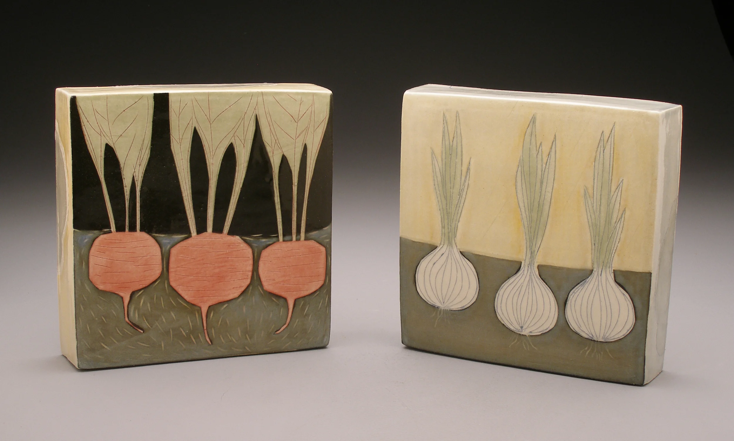   beet row, onion row , 6 x 6 x 1 1/2 