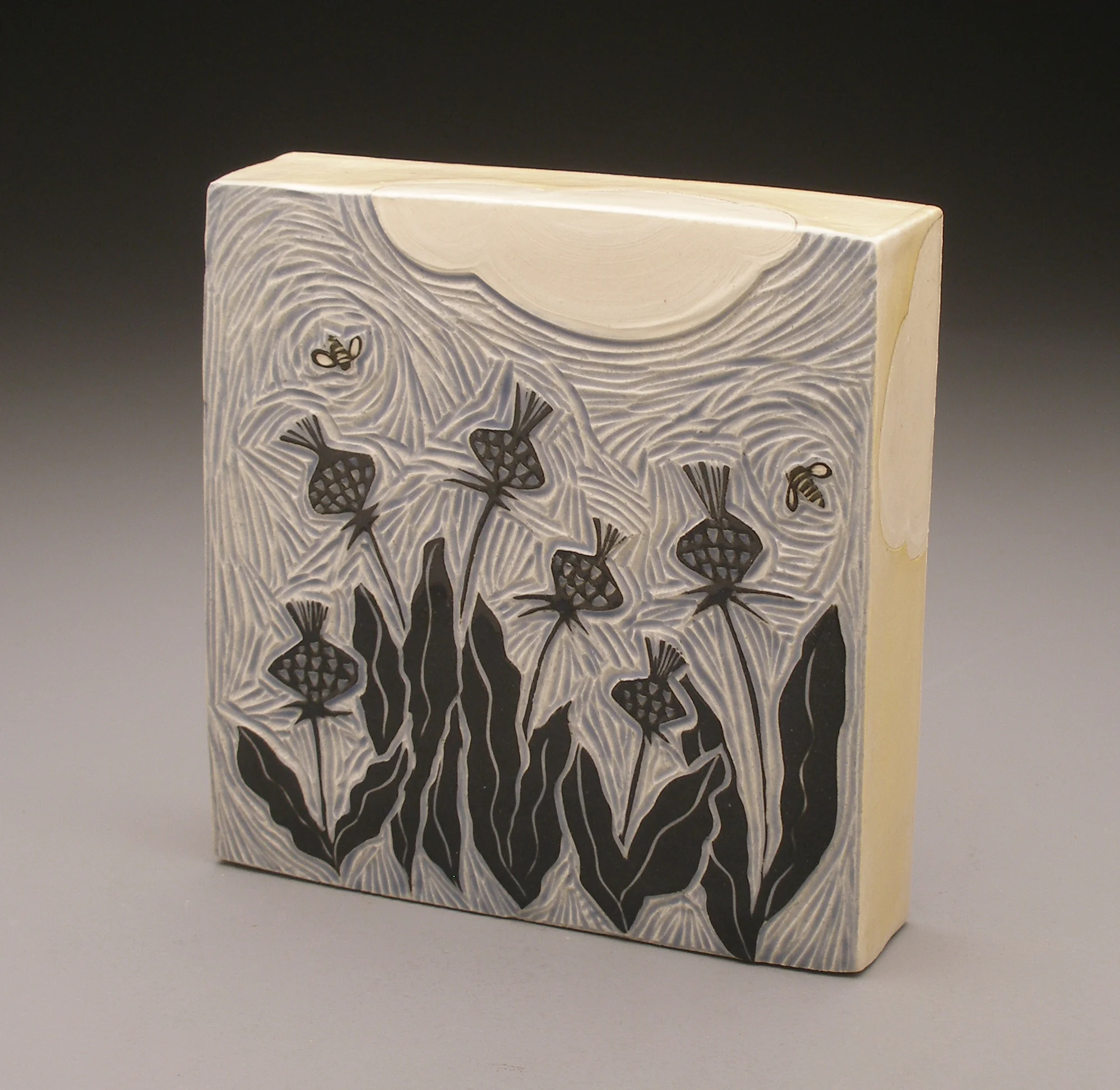   bees &amp; thistles , 6 x 6 x 1 1/2 