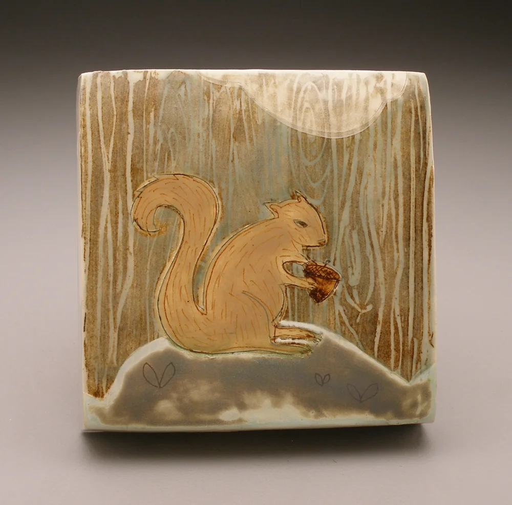   squirrel seasons,  autumn  , 6 x 6 x 1 1/2 in 