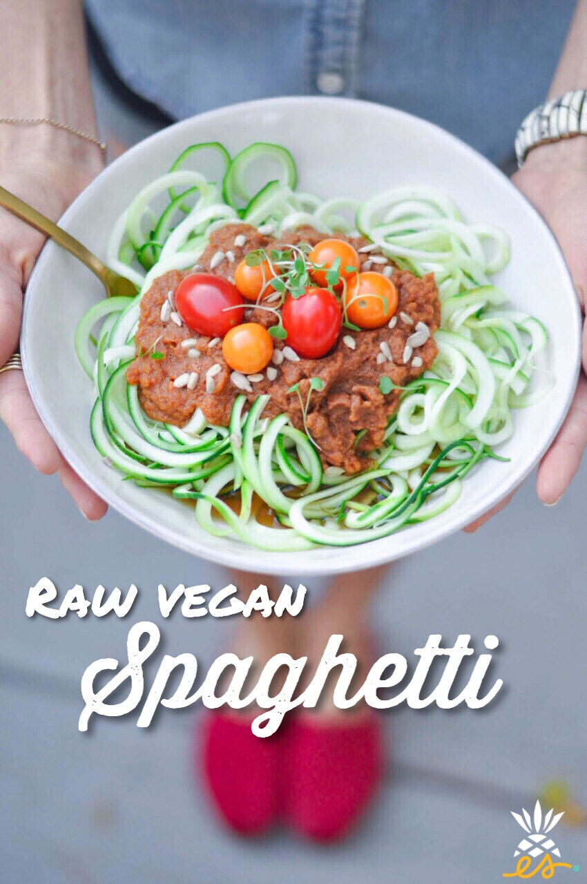 Raw Vegan Spaghetti With Savory Tomato Basil Sauce
