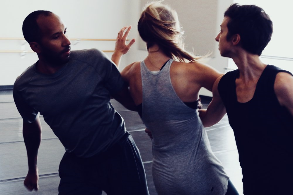 Dancers Liz Ivkovich, Sydney Sorenson, and Jo Blake