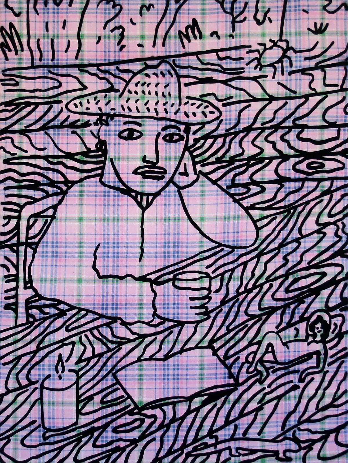 Paul Keefe Cafe de Graeme, 2017 Acrylic and flannel on canvas, 36 x 48”