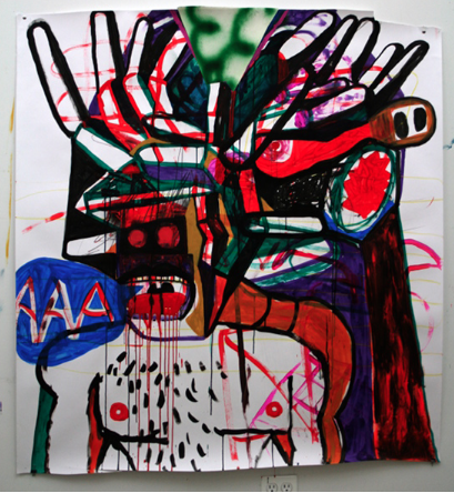 Sofia Hager 2014 Acrylic, crayon and india ink on paper, 59 x 53”
