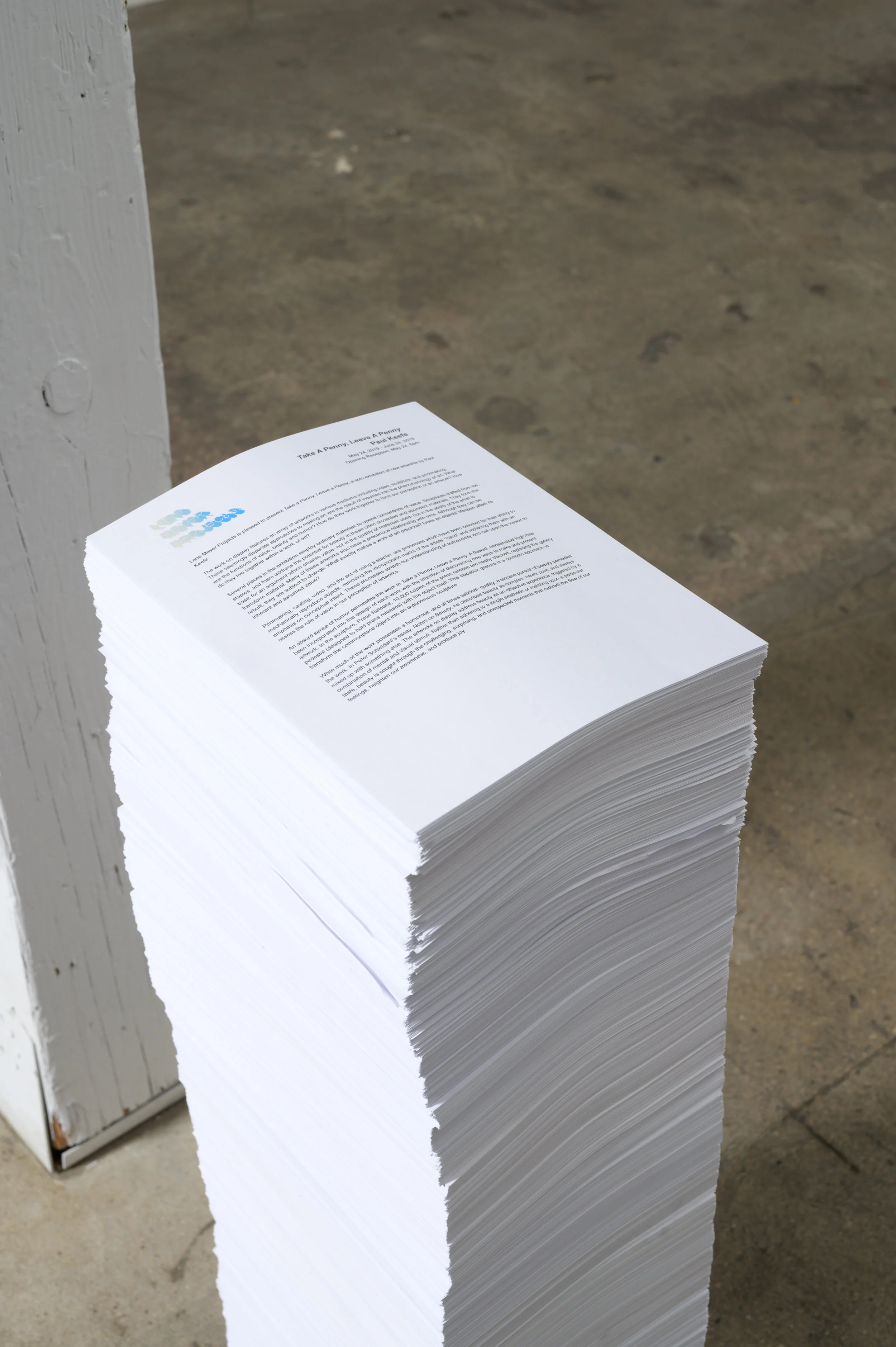 Press Release, 2019 Paper, steel 8.5 x 11 x 36”