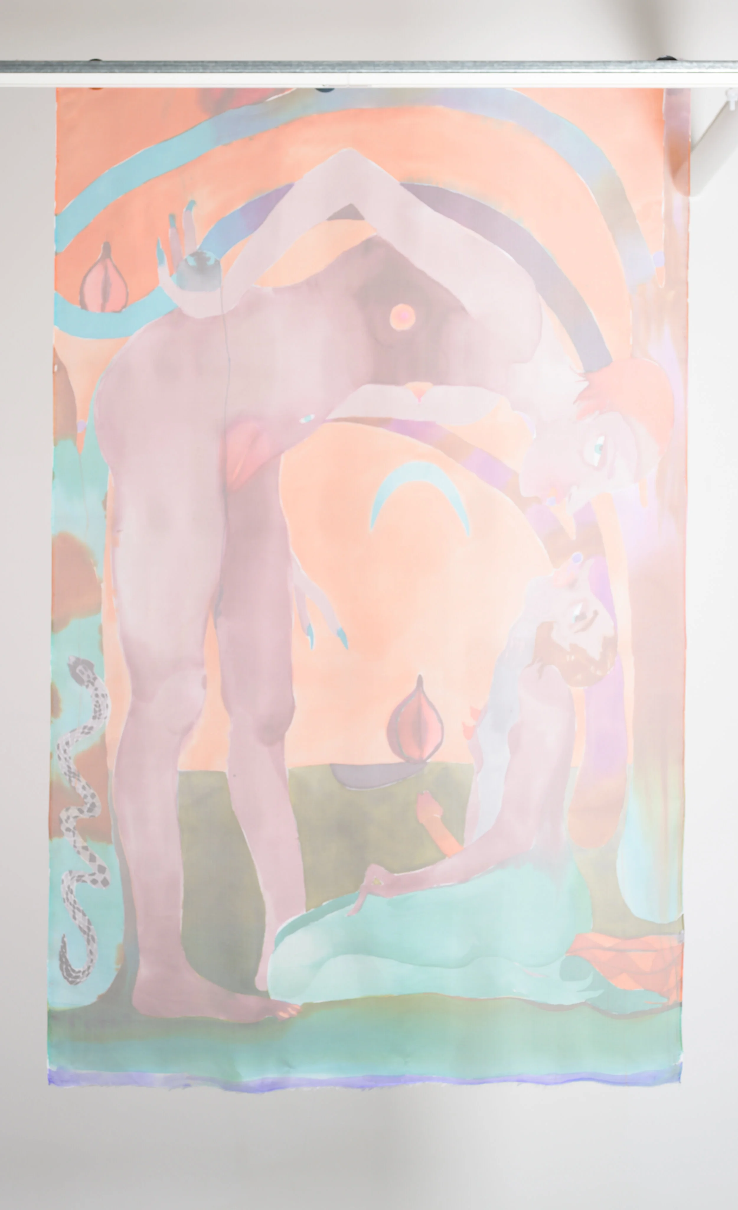 Elizabeth Glaessner Red Clover 4, 2019 Dye on silk gauze 41 x 66”