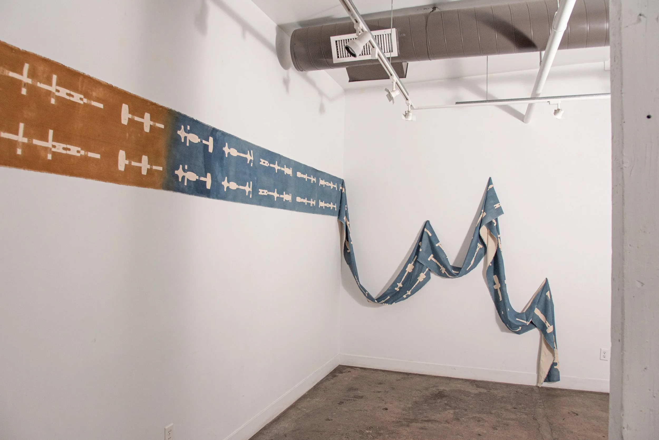 Partial view: The amount of space, Maia Ruth Lee, 2022, Acrylic ink on canvas, approx. 60 in x 18.5 in,