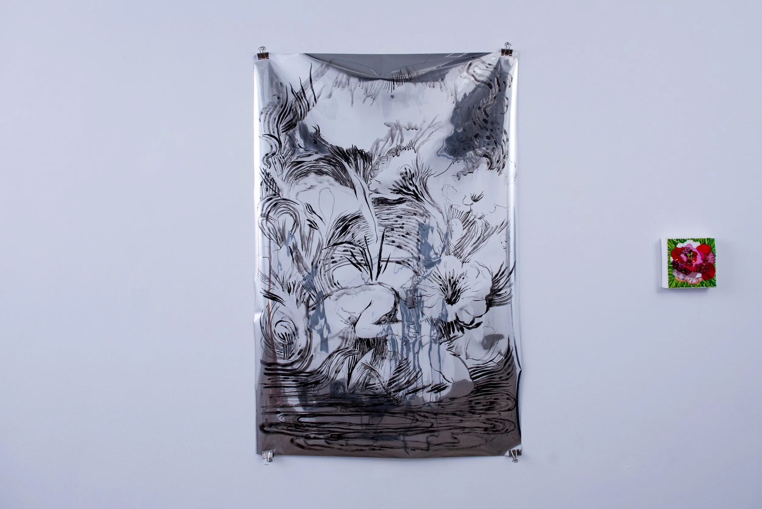 Lisa Larson Walker, 'Echo embraced', 2025, Ink on mylar, 32 x 48 in. ; Curated by Mansour Al-Amin