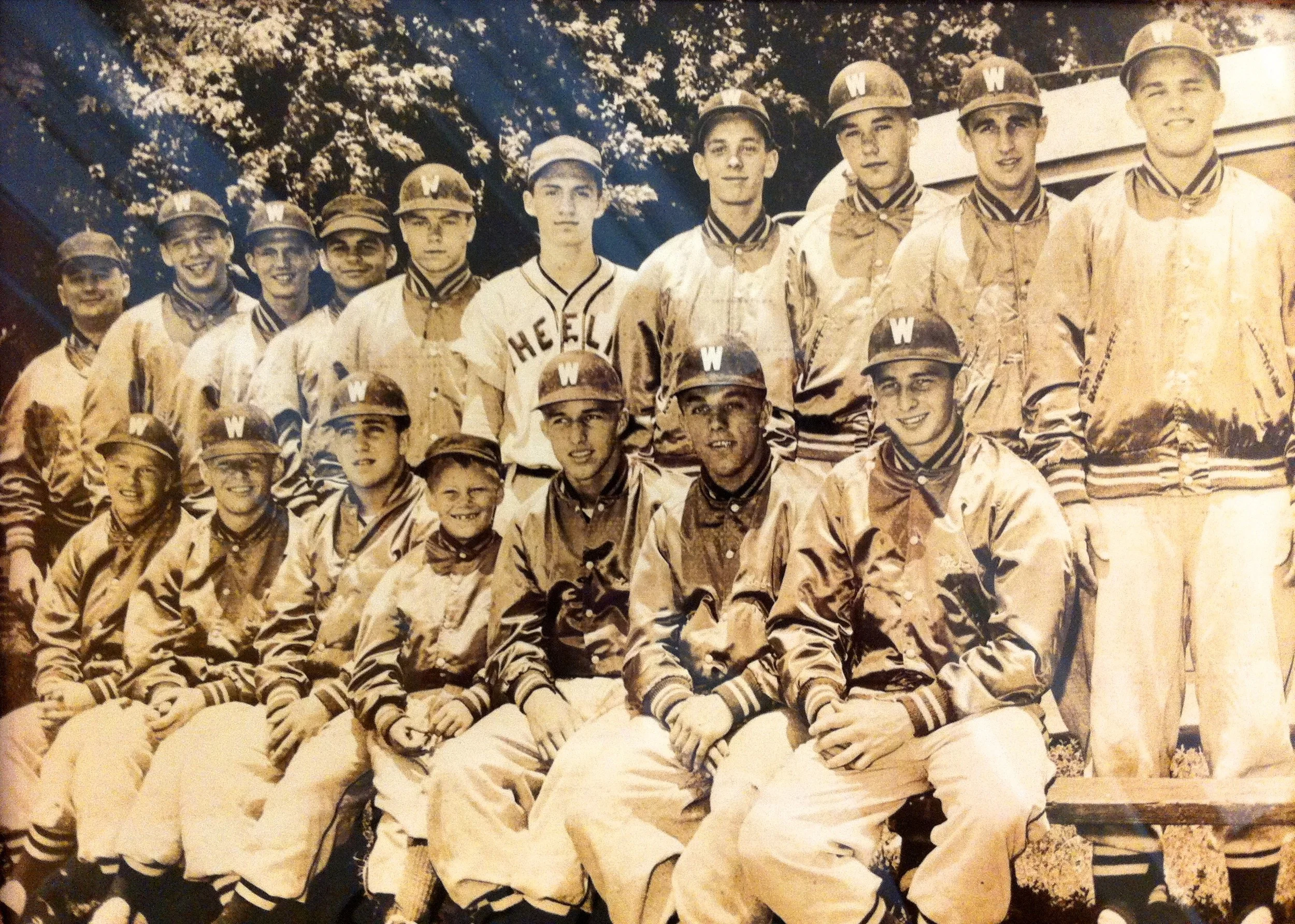 Seated L-R: Leo Hollein (Linsly), Joel Armentrout (Warwood), Tom Seamon (Triadelphia), David Zarnoch (Bat Boy), Larry Walters (Triad.), Bob Flading (Wheeling Central), Rich Green (Warwood) Standing L-R: Tipper Zarnoch, Bob Weiss (Triad.), Frank Paczewski (Whg.), Larry Wells (Linsly), Don Milligan (Triad.), Frank Auth (Linsly), Bob Peyton (Triad.), Don Mullarkey (Triad.), Don Tennant (Whg.), Joe Maestle (Wheeling Central)