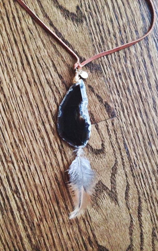 Custom made necklace with feather detail