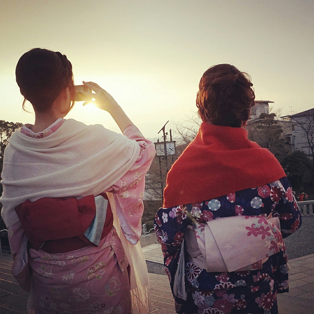 watching the sun set over Kyoto