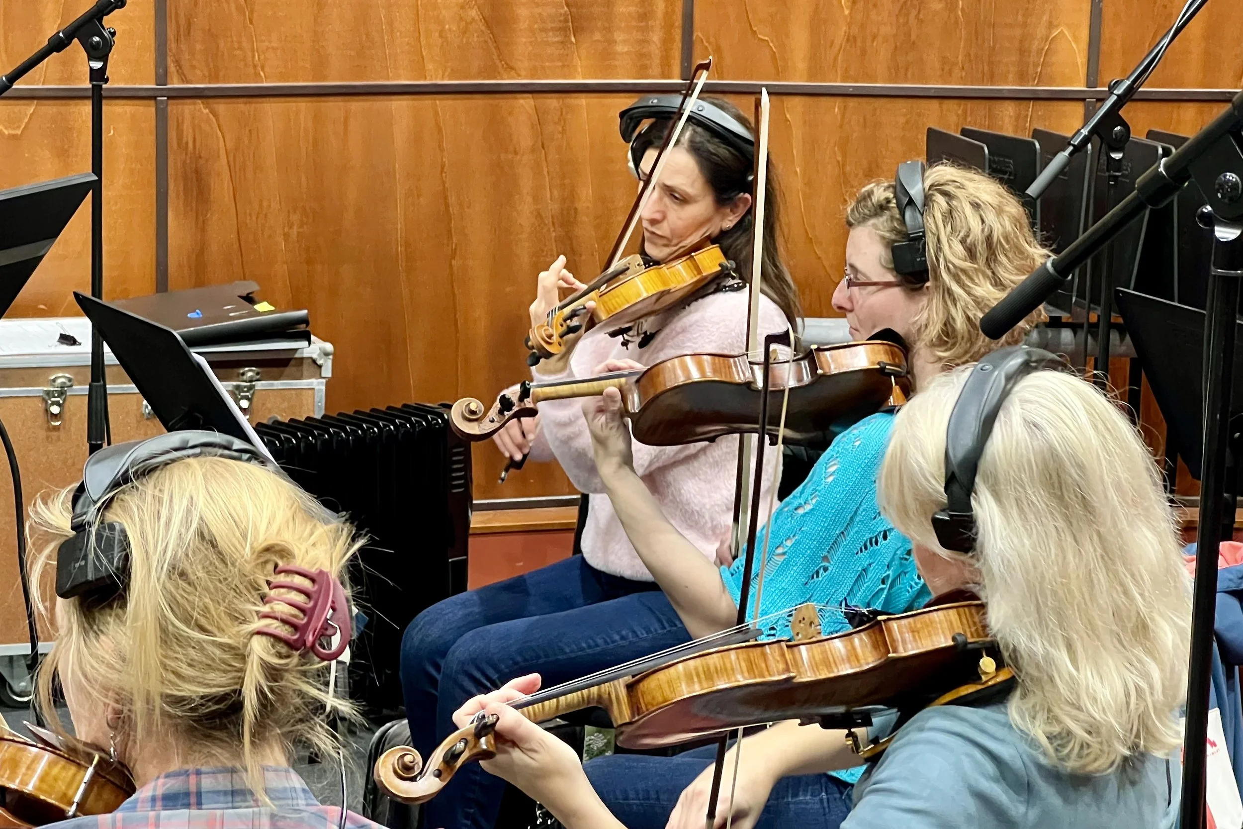 Players from The Hungarian Studio Orchestra recording strings for High Above.