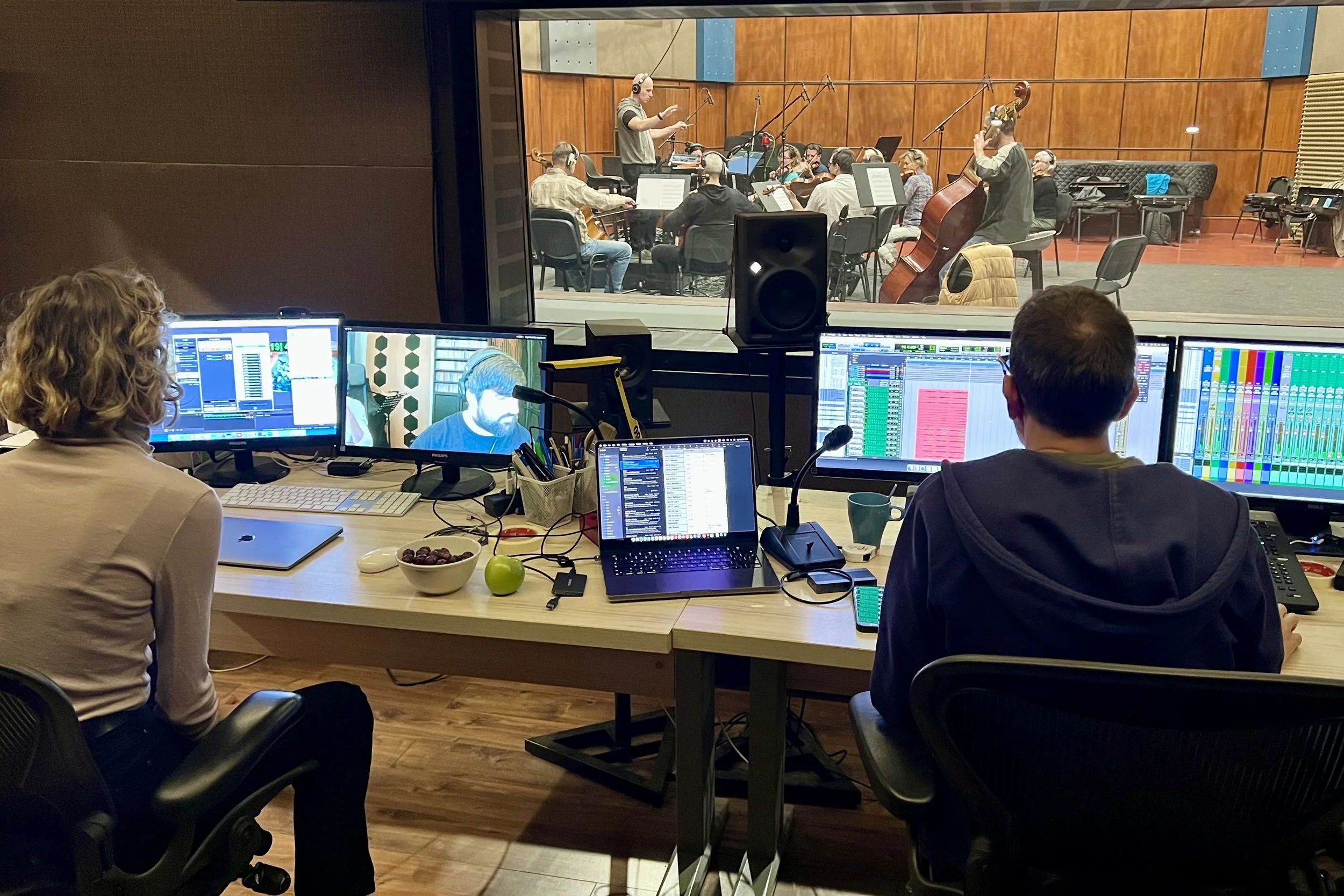 View from the control room during the recording for Cozy Holes.