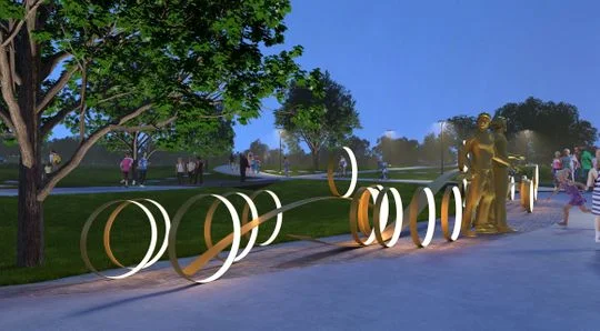 Rendering of Gail Folwell’s forthcoming “River to “River” RAGBRAI commemoration; source: The Des Moines Register
