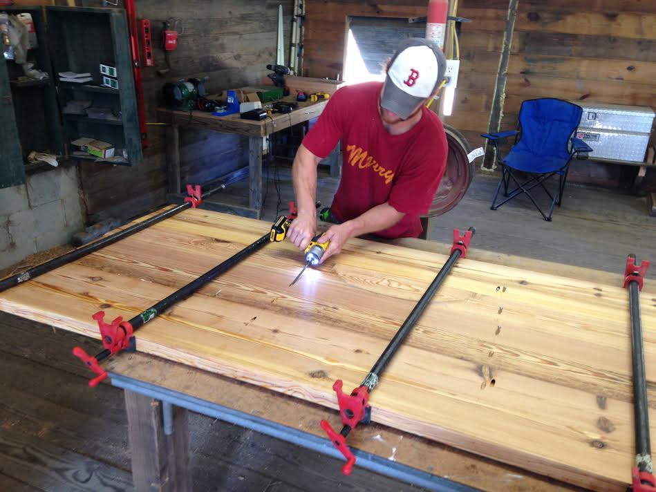 Lead Craftsman Matt Noble building a farm table