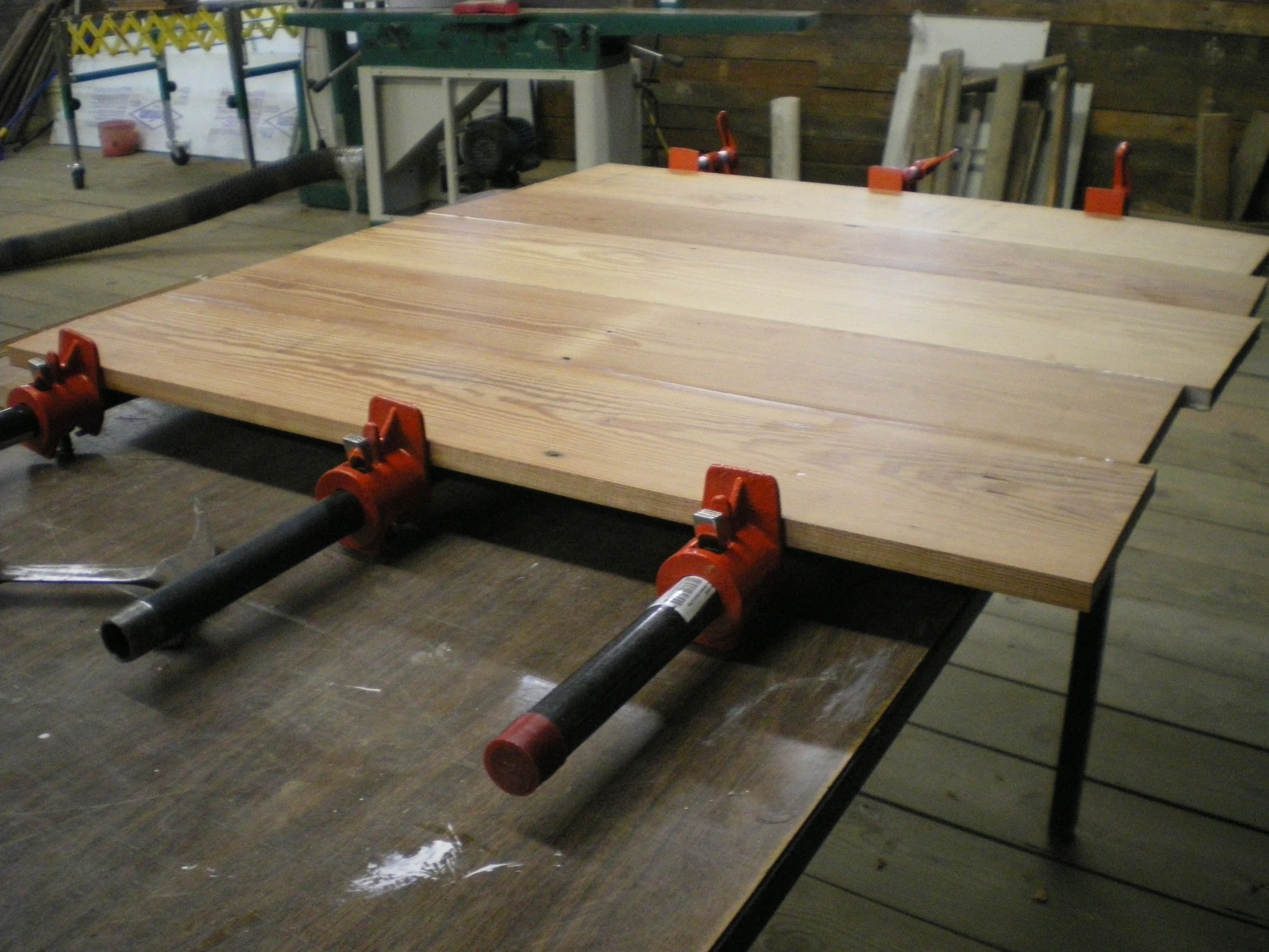 Table top clamped together