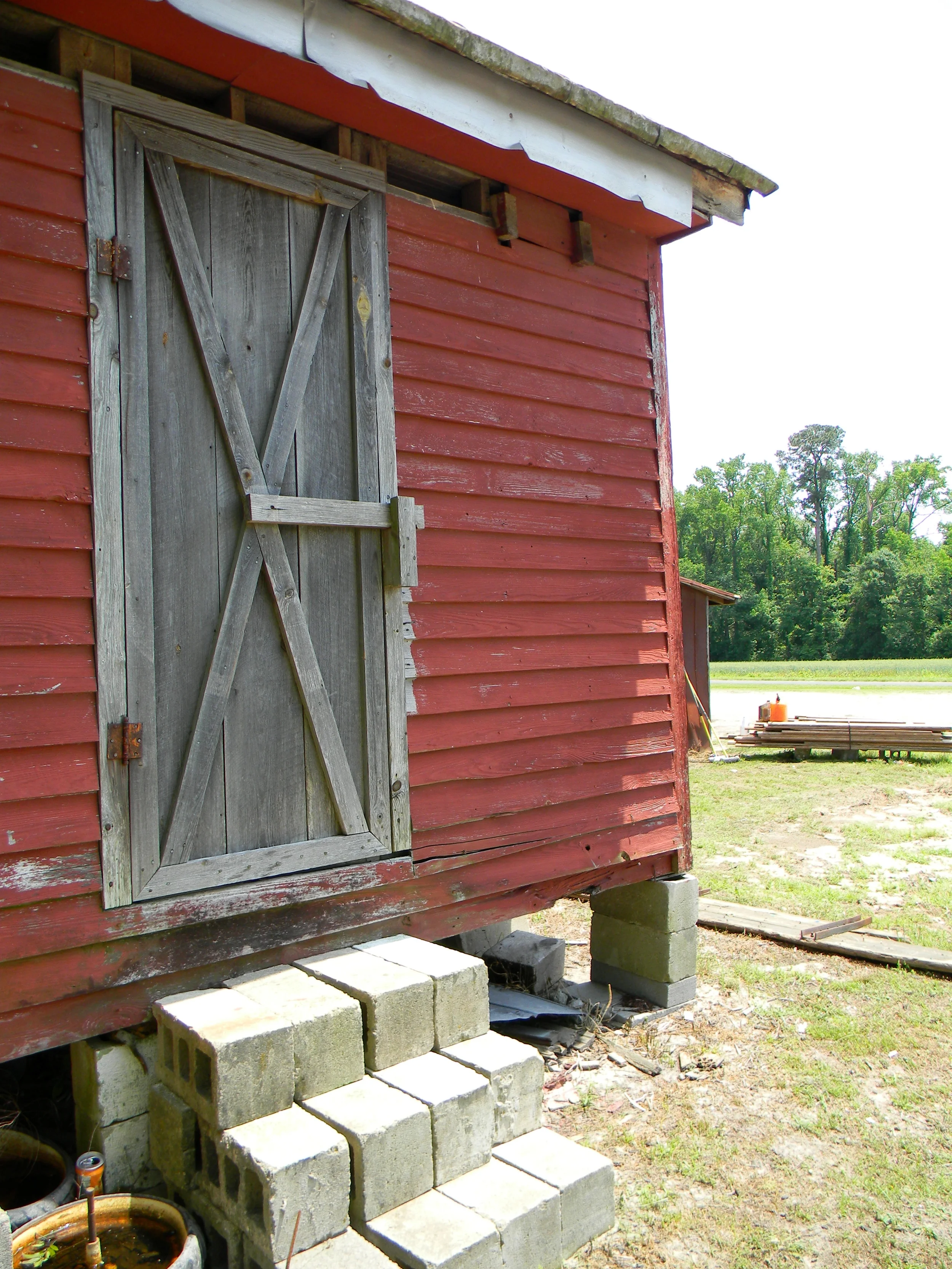 Red building on the Noble family farmstead