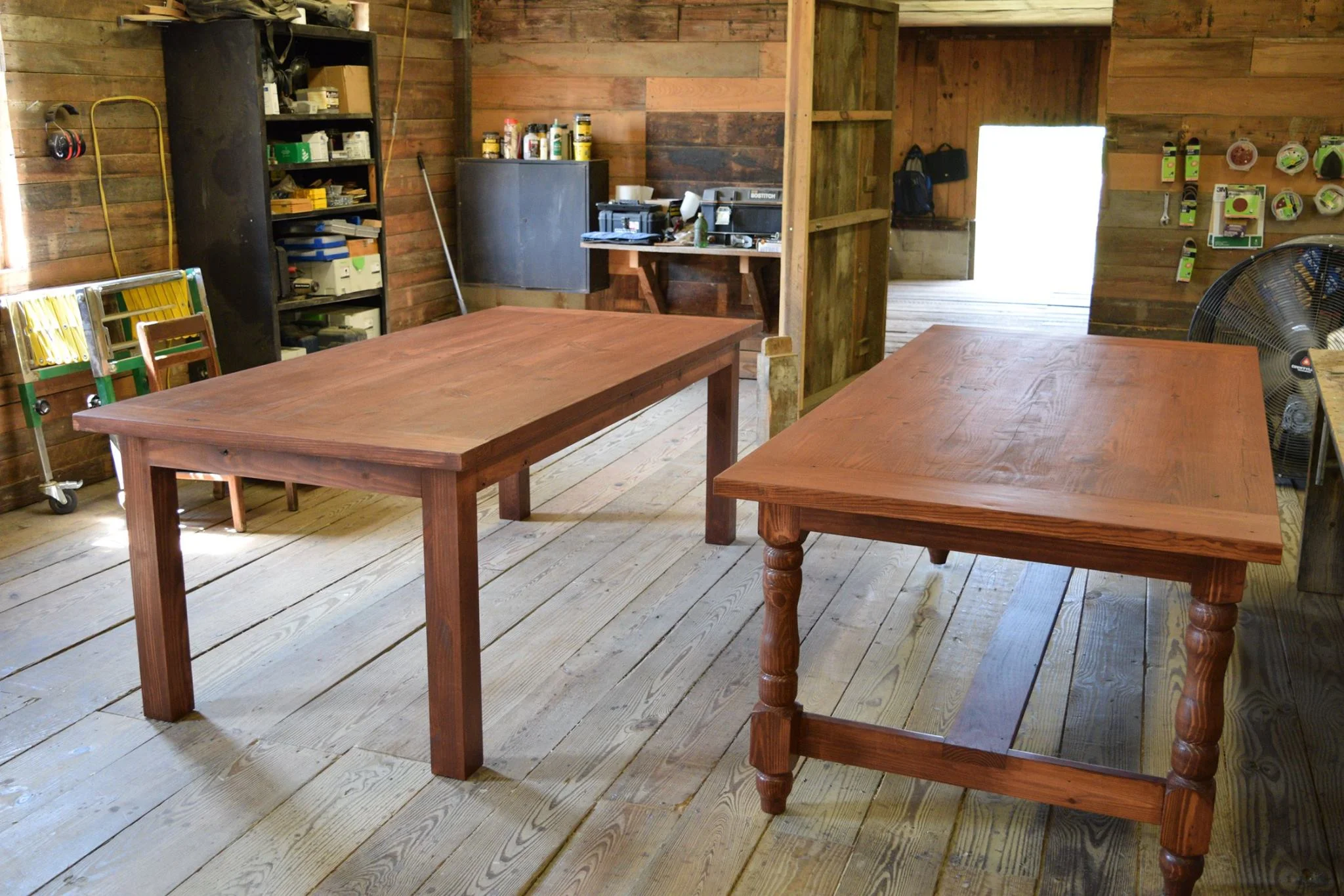 Handcrafted wood tables